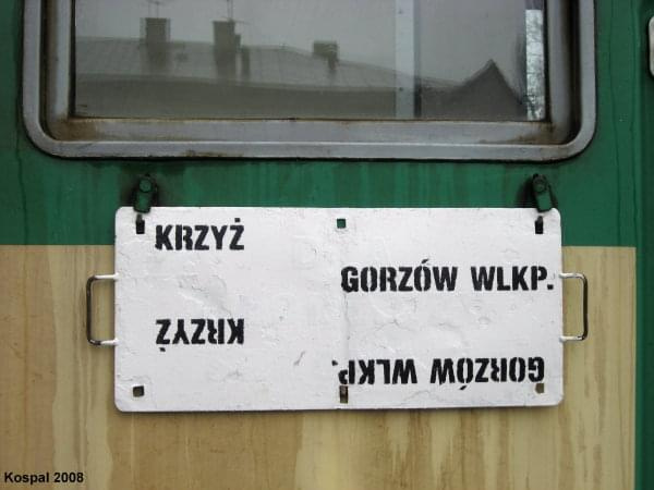 Tablica kierunkowa Krzyż - Gorzów - ?Krzyż.