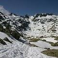 w dół nad skute lodem jezioro