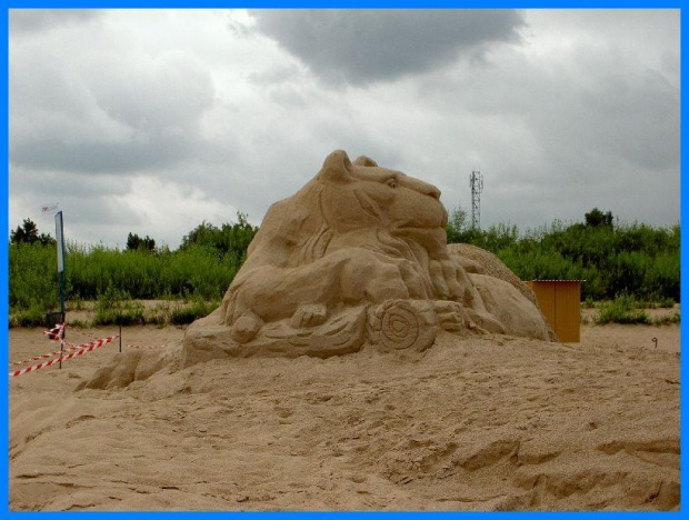 Gdańsk - Stogi, gigantyczne figury piaskowych lwów Gdańskich. #PiaskoweFigury